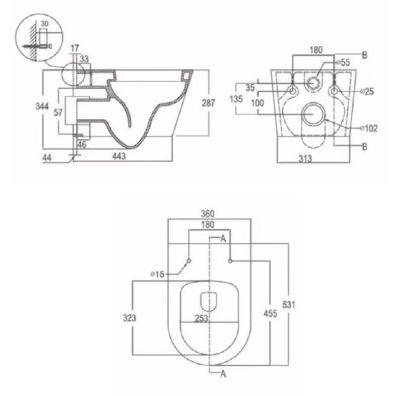 TAILORED FERRARA PLUS WALL HUNG RIMLESS BACK TO WALL 'D' SHAPED WC with SOFT CLOSE SEAT, 6028 (TB) TAILORED FERRARA PLUS WALL HUNG RIMLESS BACK TO WALL 'D' SHAPED WC with SOFT CLOSE SEAT, 6028 (TB)